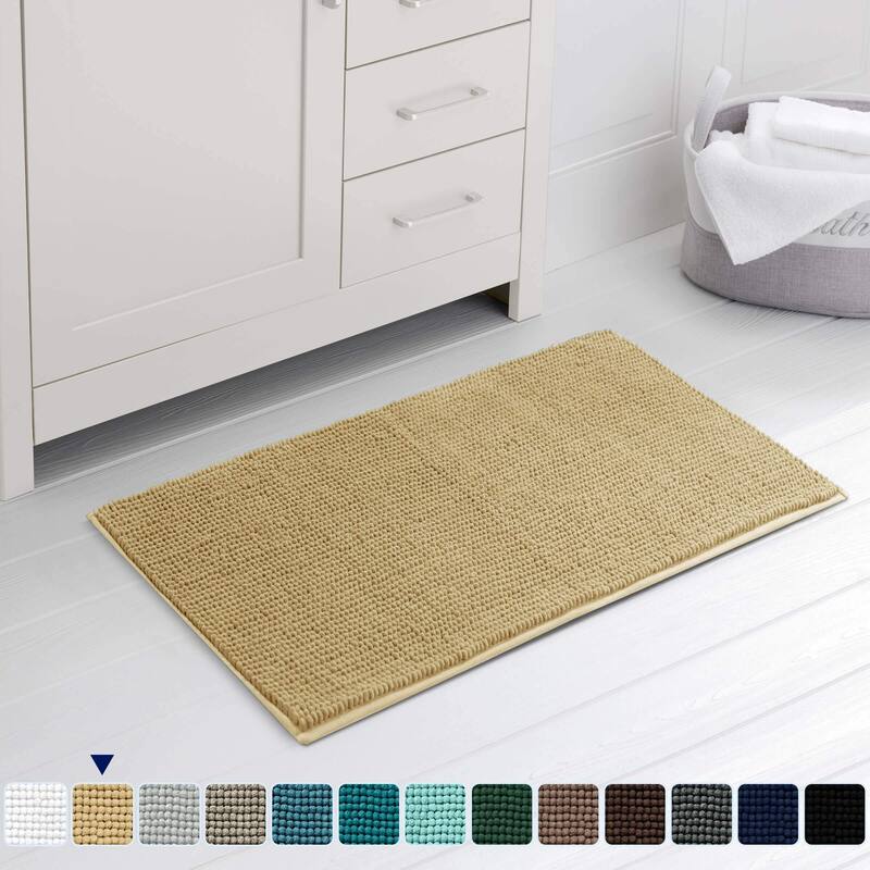Subrtex Chenille Soft Rugs Super Water Absorbing Shower Mats - 24x60 - Beige