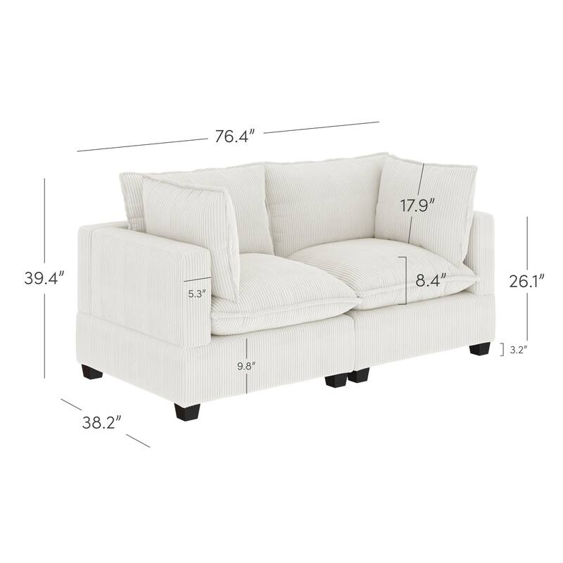 Chelsea Modern Cloud Modular Upholstered Sofa with Deep Seat and Plush Cushions