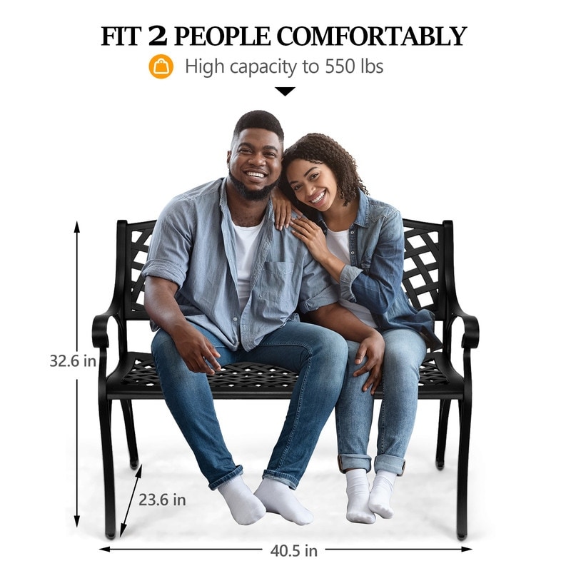 40.5 Inch Durable Cast Aluminum Outdoor Park Bench for Gardens-image