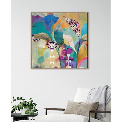 Kate and Laurel Sylvie Abstract Flower Love Framed Canvas by Nikki Chu