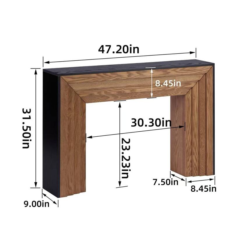47" Rustic Modern Design Wood Console Table for Living Room