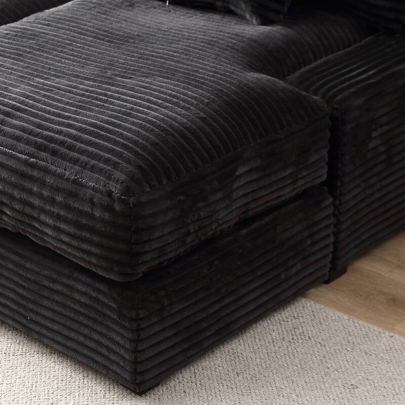 Corduroy Upholstered Lounge Chair with Storage Ottoman, Modern Leisure Sofa Chair, Chaise Reading Chair for Living Room, Bedroom