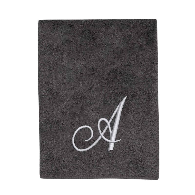 Avanti Linens Granite/Silver Script Monogram Bath Towel Letter A - Bath Towel