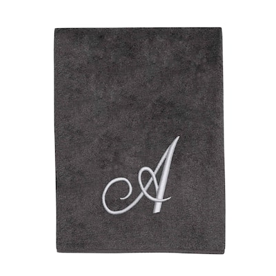 Avanti Linens Granite/Silver Script Monogram Bath Towel Letter A - Bath Towel