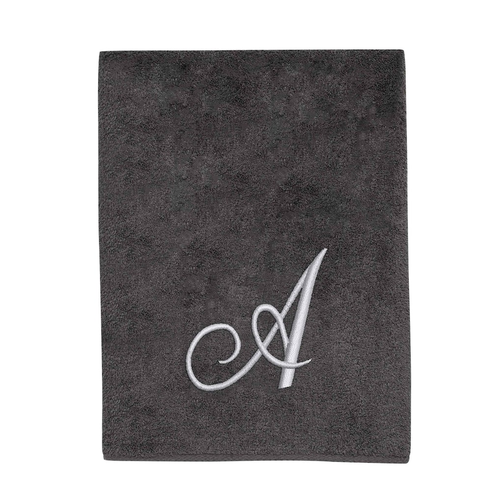 Avanti Granite with Silver Script Monogram Bath Towel Letter A - Bath Towel