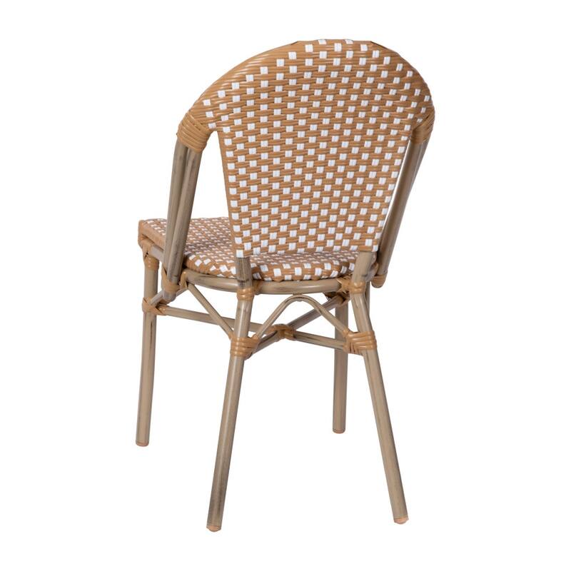 2 Pack All-Weather Commercial Paris Chairs with Bamboo Print Frame - 18.5"W x 22"D x 34.25"H