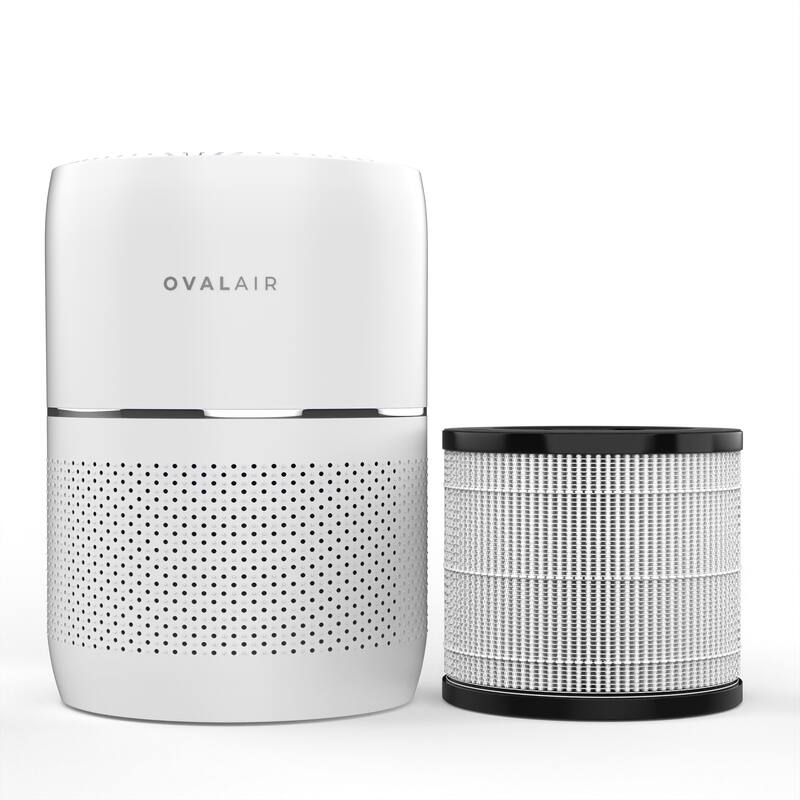 OVAL AIR 3-Stage H13 Smart True HEPA Desk Air Purifier for Rooms up to 150 sq. ft. reduces Allergies, Asthma, Pets, Odor, White