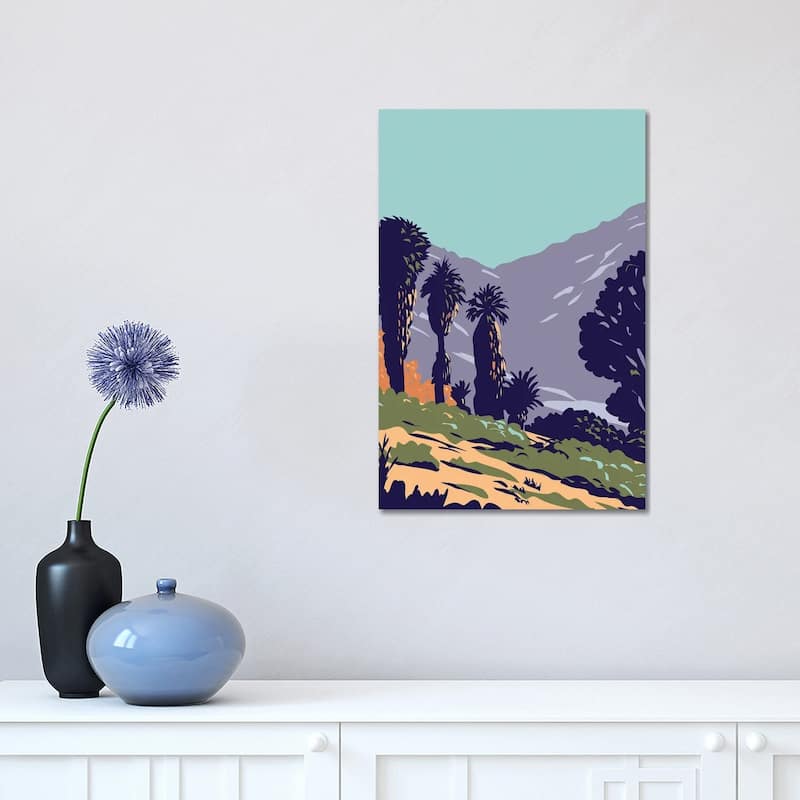 iCanvas "California Fan Palms, Cottonwood Spring Oasis, Joshua Tree National Park (WPA Poster)" by patrimonio Canvas Print - 18x12x1.5