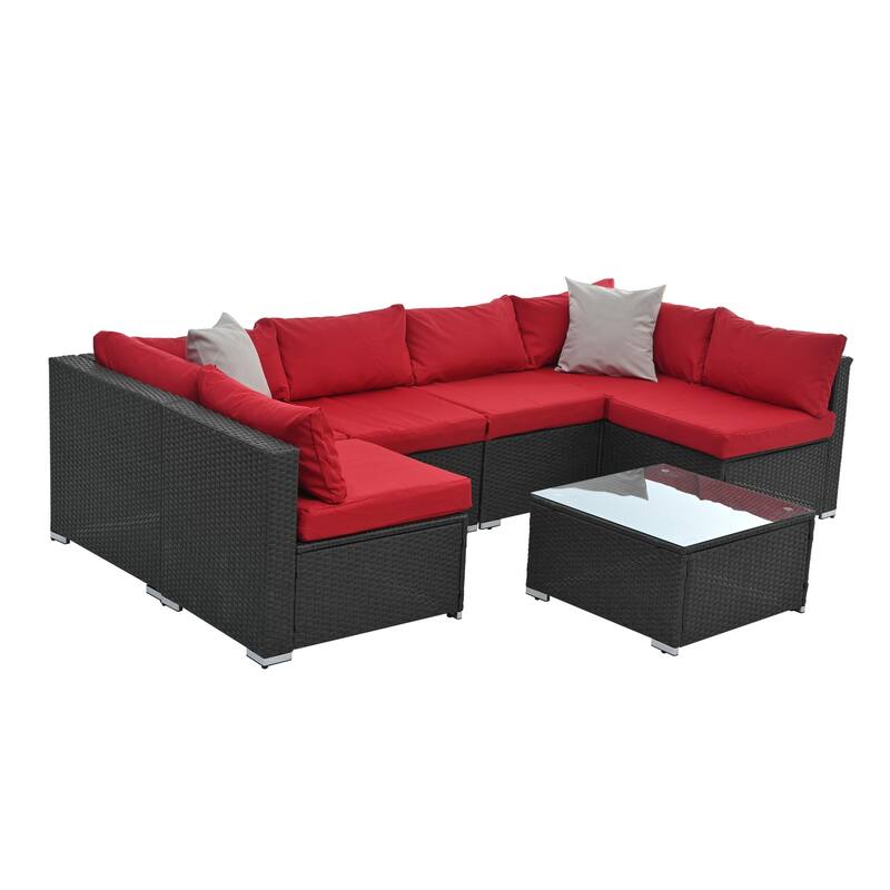 Outdoor Wicker Weaving Conversation Combo Set of 7