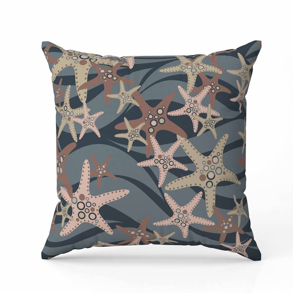 Starfish Sway Faux Suede Reversible Throw Pillow Gray and Brown