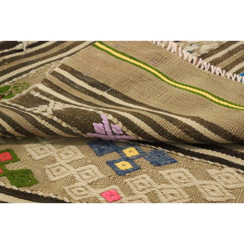 Hand Woven Oriental 100% Wool Carpet Southwestern Tribal Multi-Colored Kilim Area Rug - 8' 5'' X 5' 6''