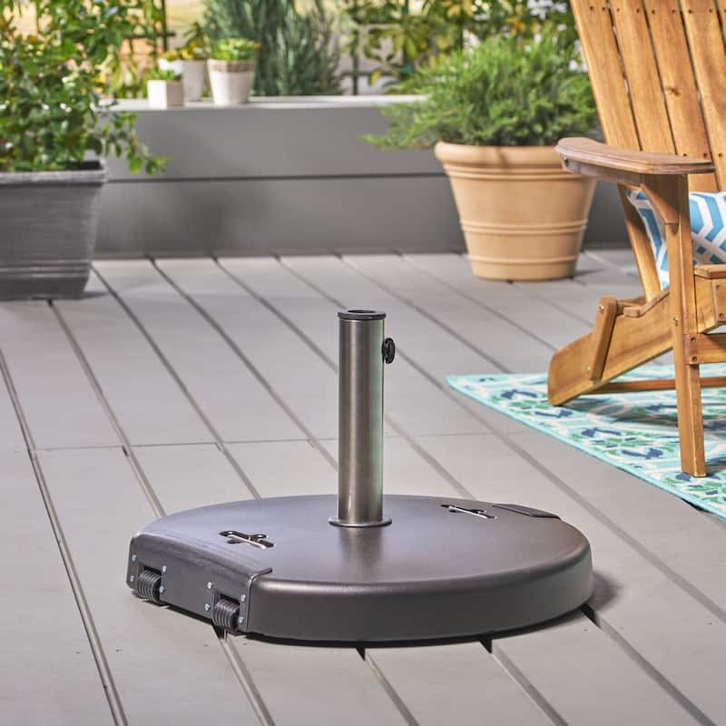 Heavy-Duty Round Outdoor Umbrella Base with Stainless Steel Collar