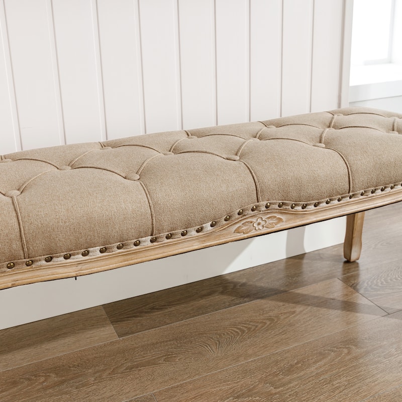Retro Patterned Legs 45.2In.W Padded Bench - 45.2" W X 14.6" D X 18.3" H