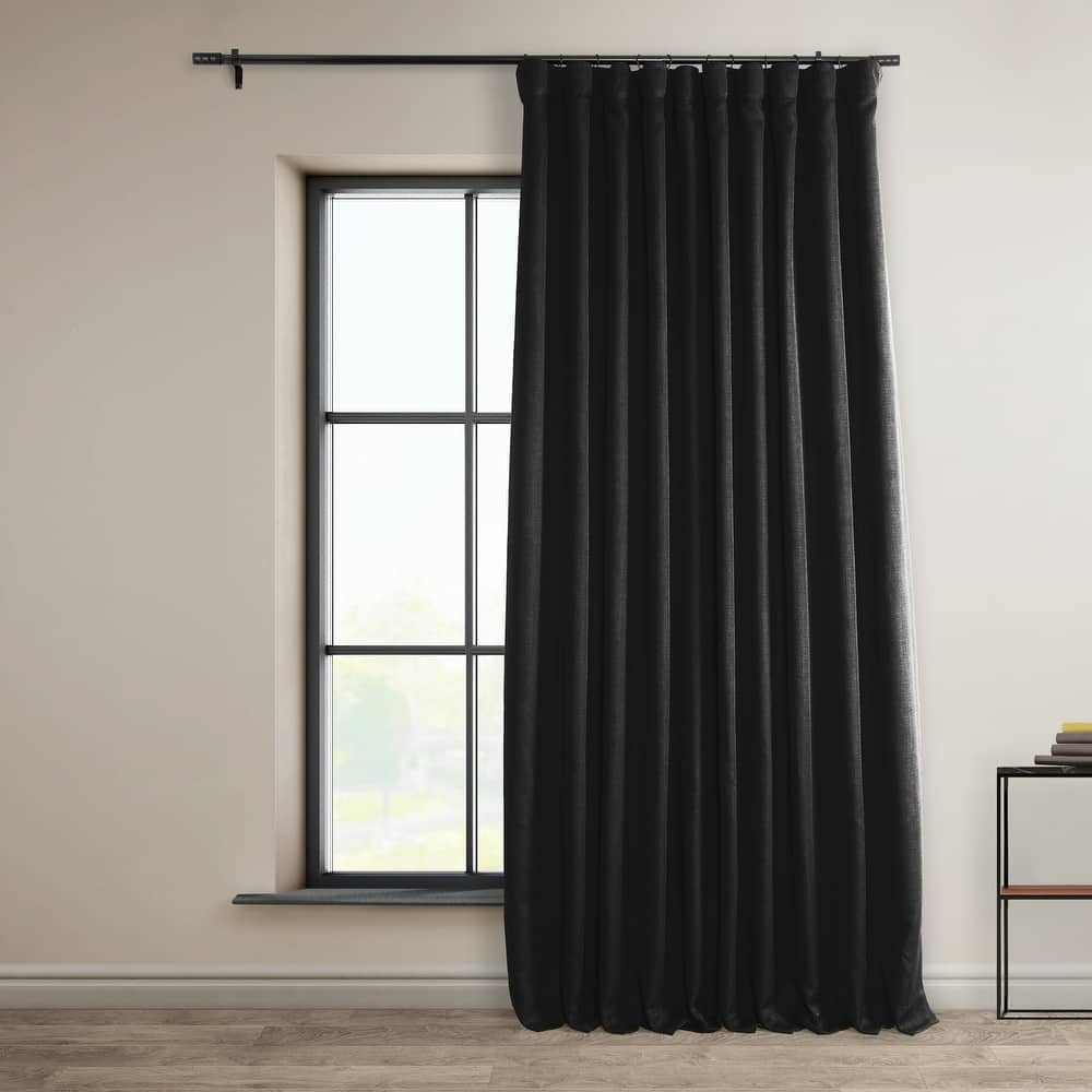 Exclusive Fabrics Textured Faux Linen Extra Wide Room Darkening Curtains for Bedroom & Living Room Curtains (1 Panel)