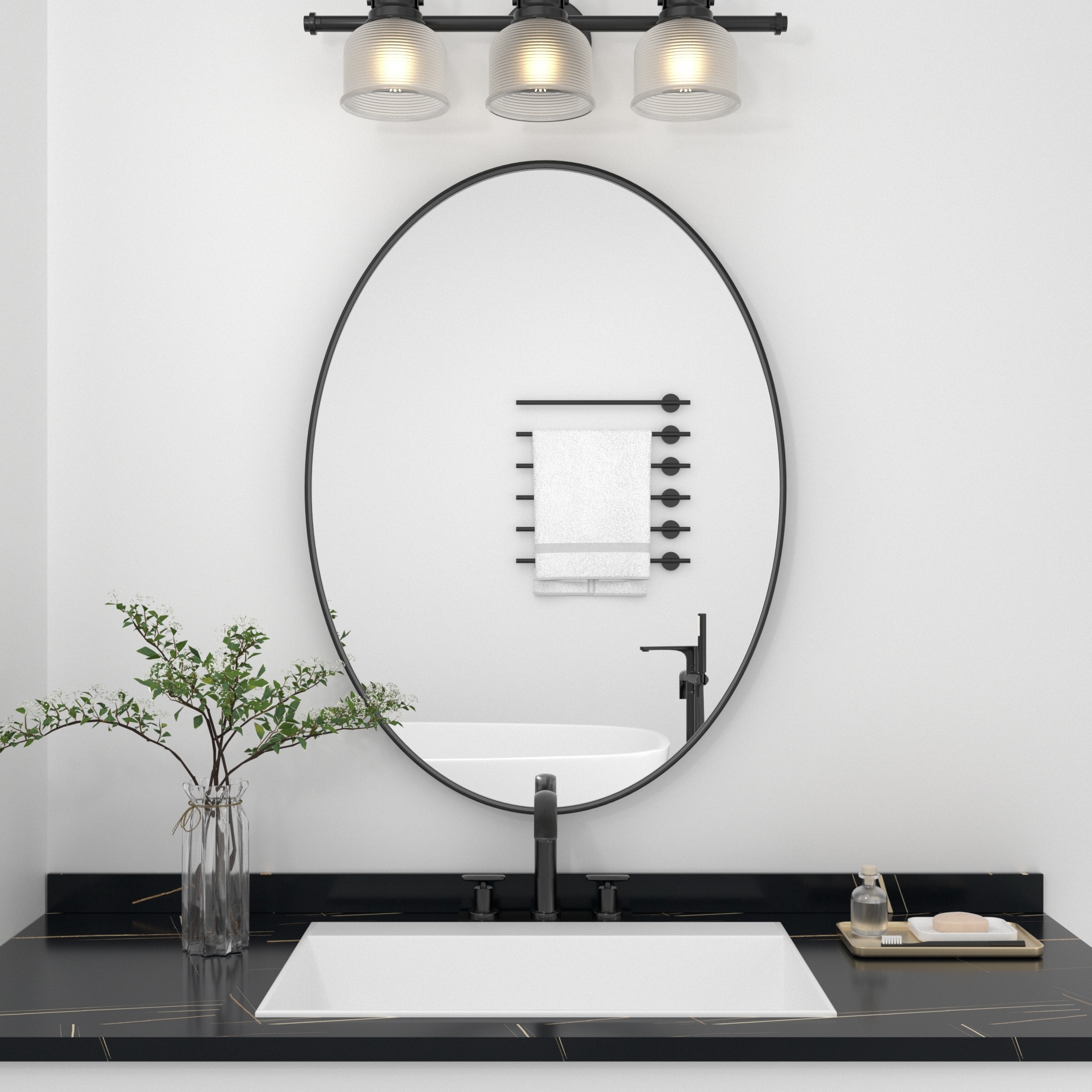 Modern Oval Wall Mirrors Bedroom Mirrors Vanity Mirror with Iron Framed