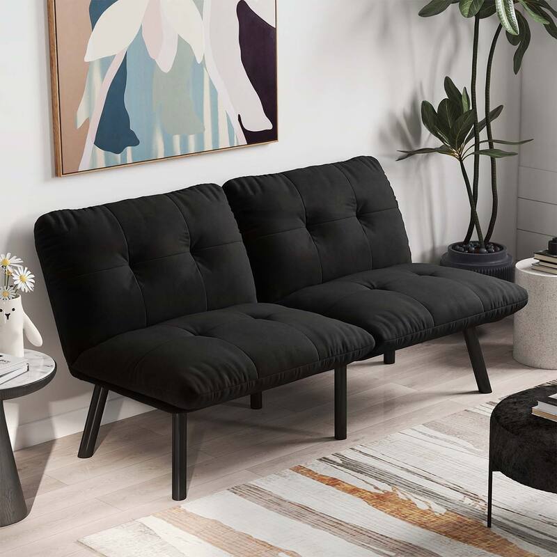 Modern Sofa Bed,Multifunctional and Comfortable for Small Spaces - Black