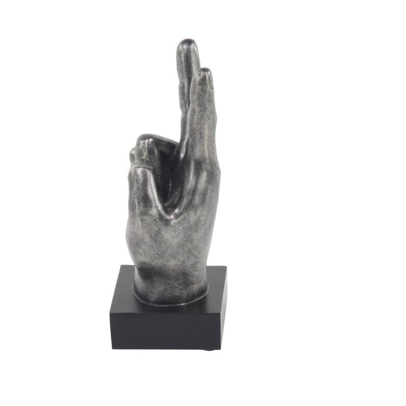 Dark Gray or Silver Polystone Hands Decorative Sculpture (Set of 3)