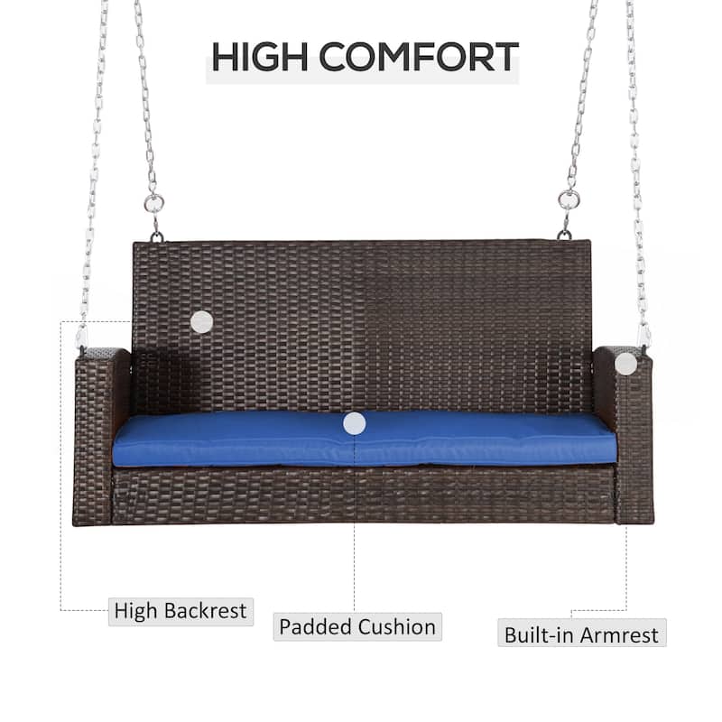 Outsunny 2 Person Wicker Hanging Swing Bench