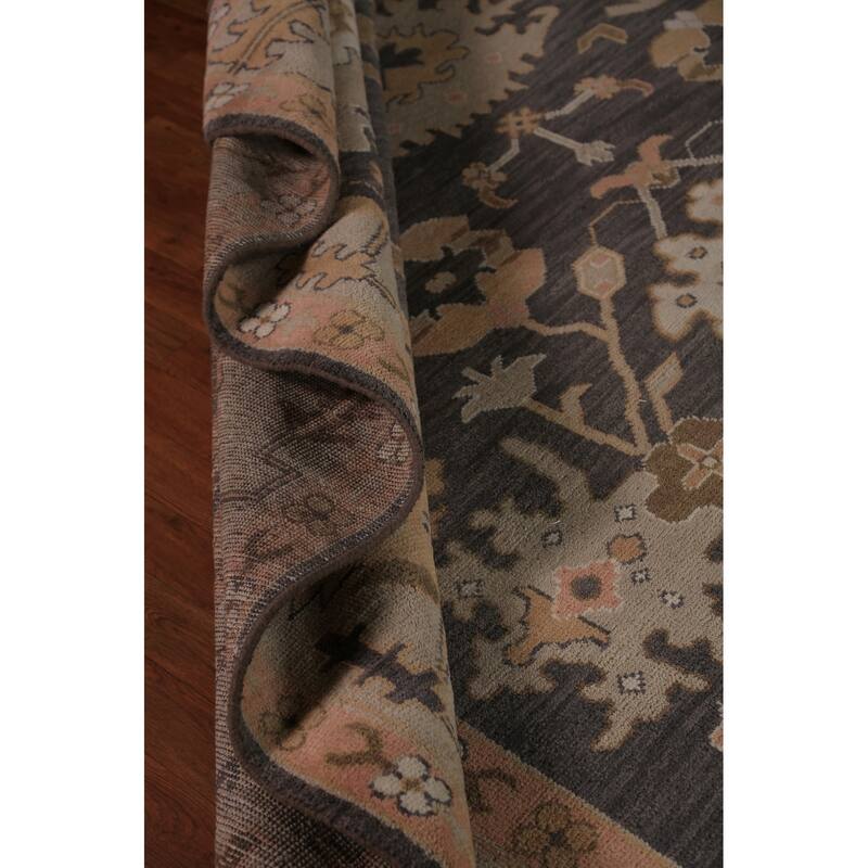 Gray Oushak Indian Large Rug Hand-Knotted Wool Carpet - 10'0"x 13'10"