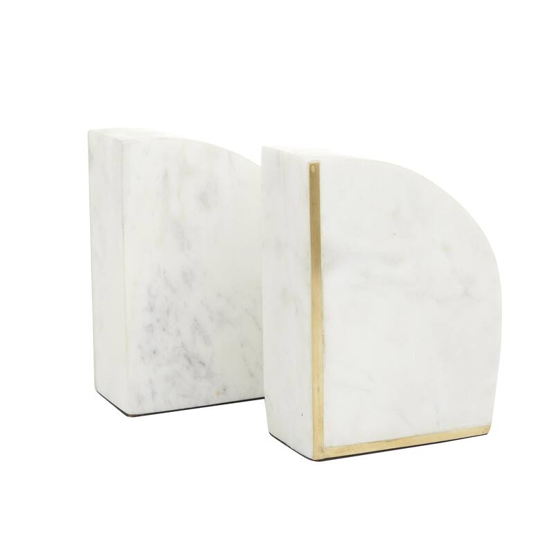 Marble Geometric 8 or 7 lbs Decorative Bookends with Gold Inlay - Set of 2 White or Black - CosmoLiving by Cosmopolitan