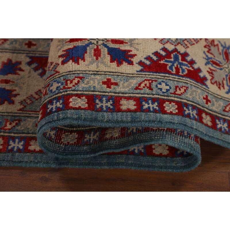 Light Blue Kazak Oriental Area Rug Hand-Knotted Wool Carpet - 5'9" x 8'1"