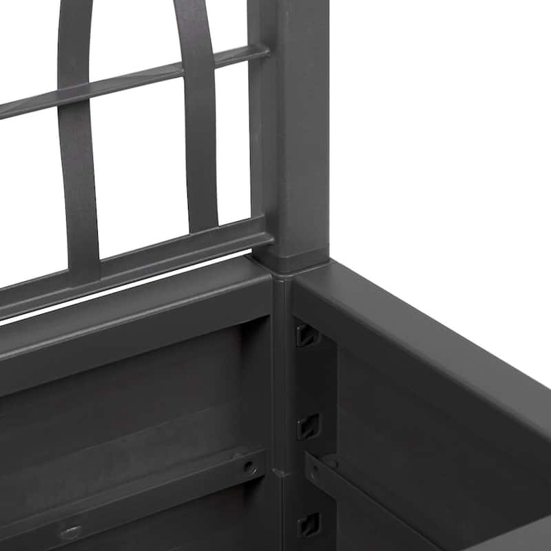 vidaXL Garden Planter with Trellis Trough Plant Pot Flower Box Outdoor PP - 14.2 x 14.2 x 55.1 in