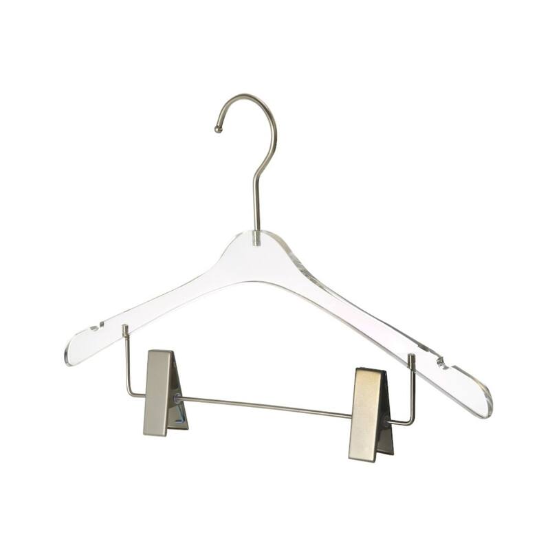 YBM Home Quality Acrylic Clear Hangers with Clips, Kids - Pack of 1 - Silver