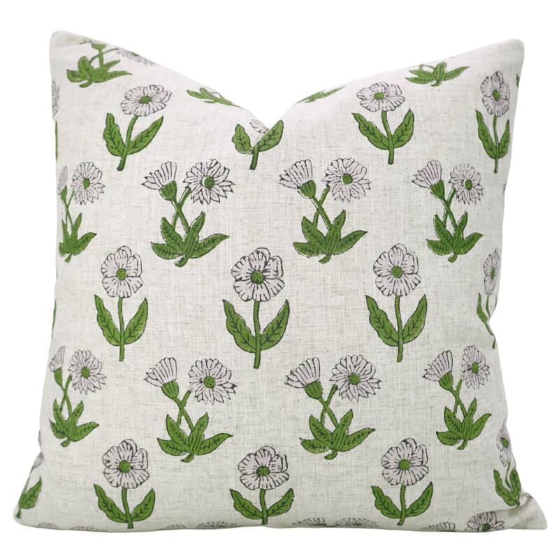 Fabdivine Handcrafted Floral Pillow Cover Viscsoe Linen Square, Kirti