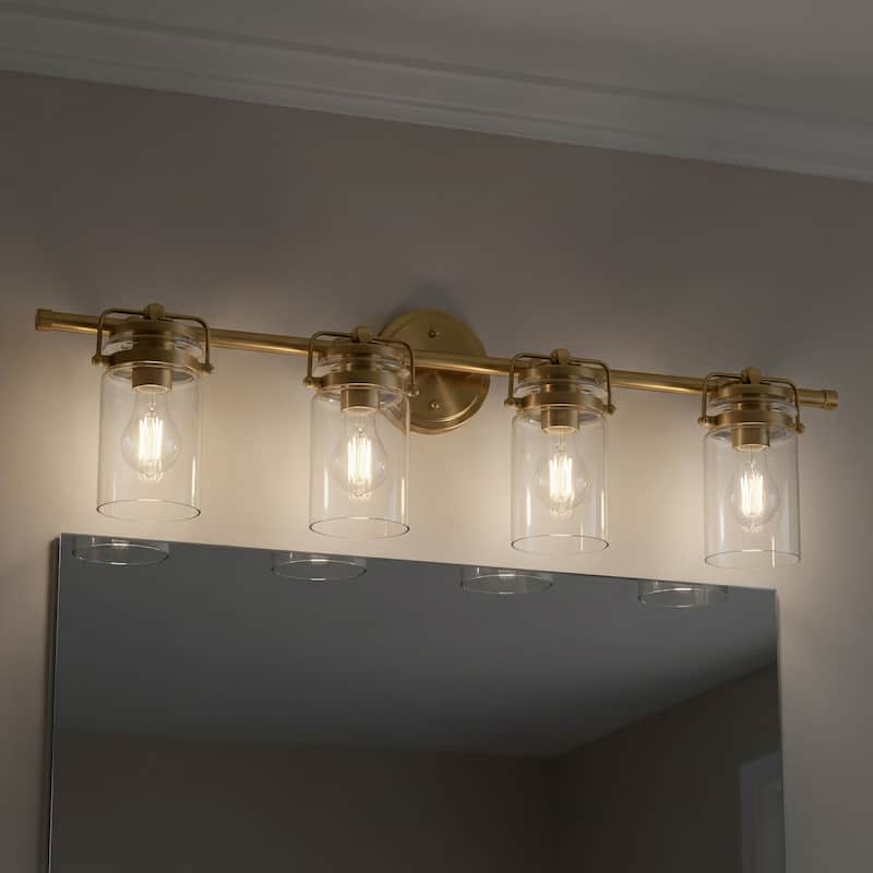 Kichler Lighting Brinley 32.5 in. 4-Light Champagne Bronze Vanity Light with Clear Glass Shade