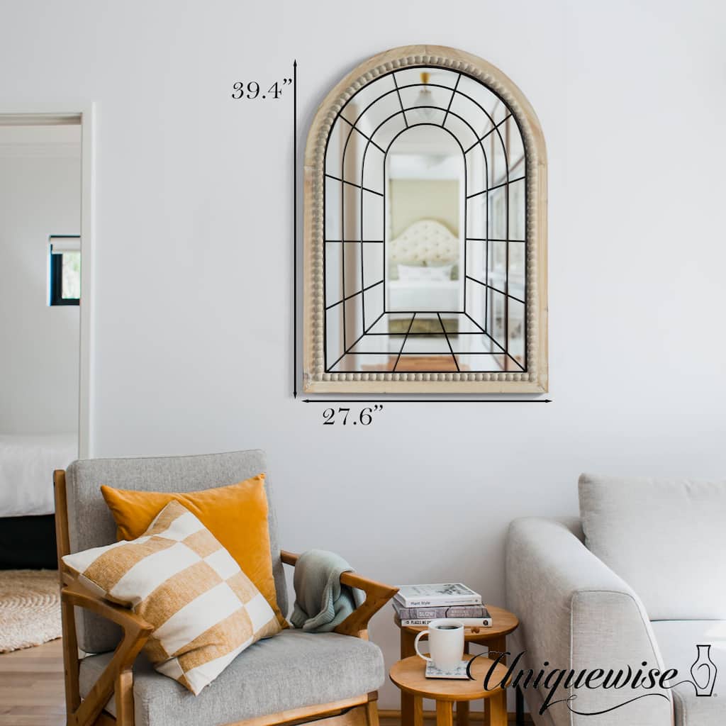 Arched Large 39.37 x 27.56 in Rustic Window Metal Mirror, Windowpane Shaped Decoration Farmhouse Big Wall Mounted Mirrors Decor