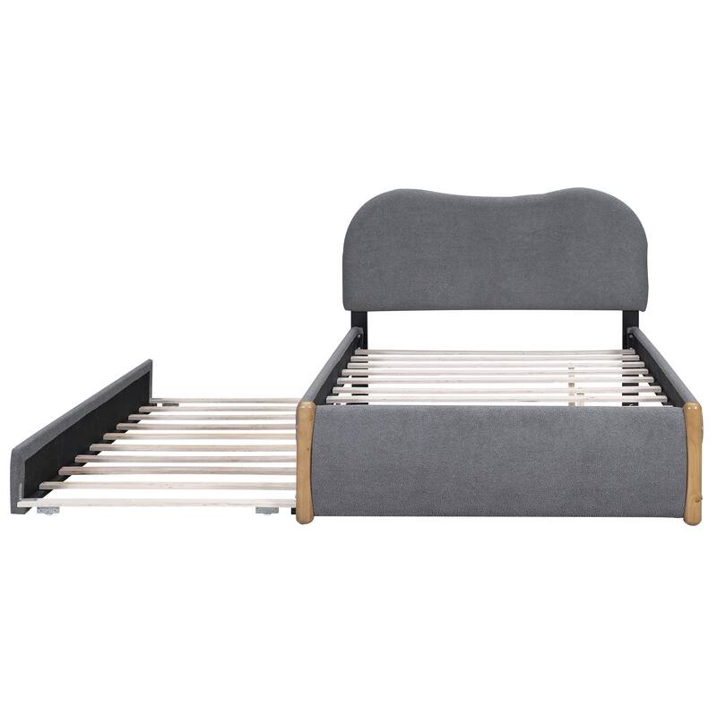 Full Upholstered Platform Bed with Practical Trundle for Additional Sleeping Space