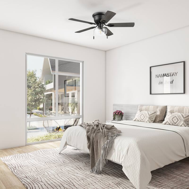 Honeywell 42" Halle Indoor Matte Black Ceiling Fan with Light & Pull Chain - 42 Inches