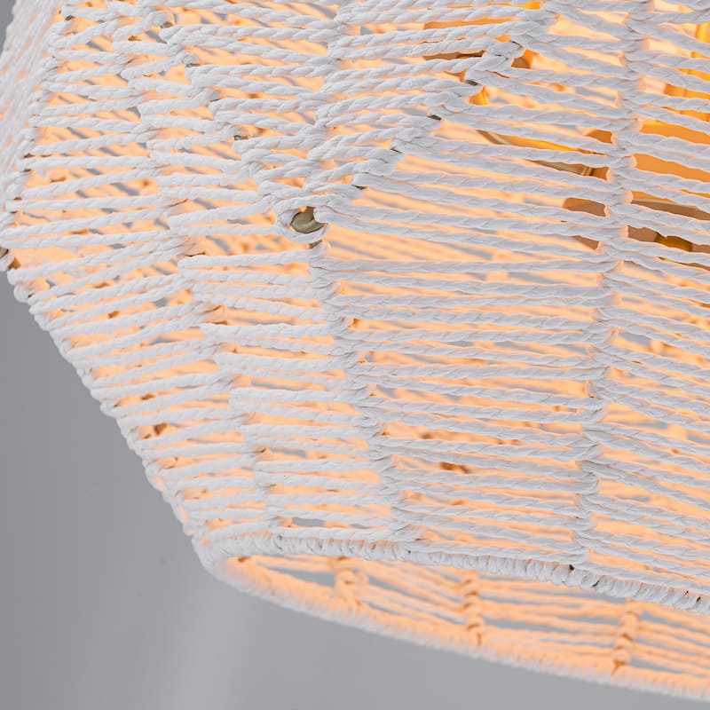 3-Light White Coastal Pendant Light - 19 Wide