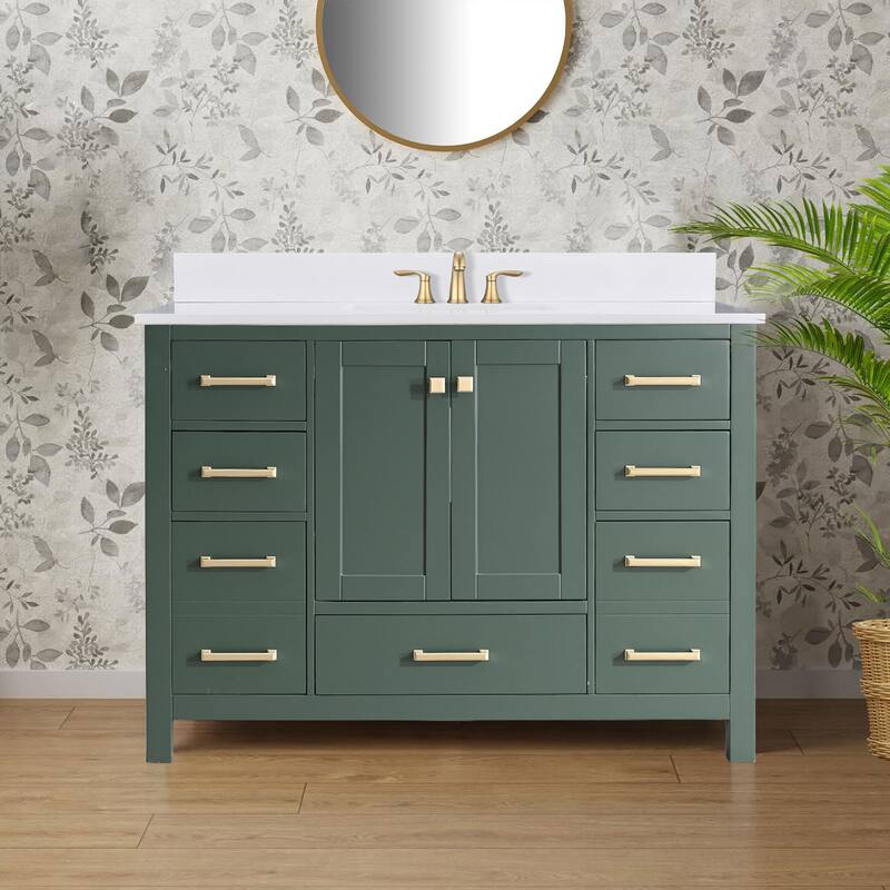 PROOX 48 inch Culture Marble Bath Solid White Vanity top with Rectangular Undermount Sink