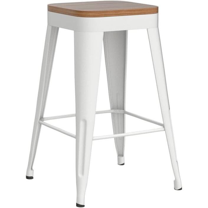 Counter Stools with Metal Frame Backless Counter Height Bar stools 24" Seat Height Kitchen Bar Furniture Stools with Wooden Seat