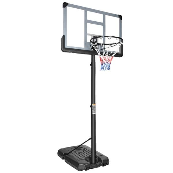 slide 2 of 7, Portable Basketball Hoop Backboard System Stand Height Adjustable 6.6ft - 10ft with 44 Inch Backboard and Wheels