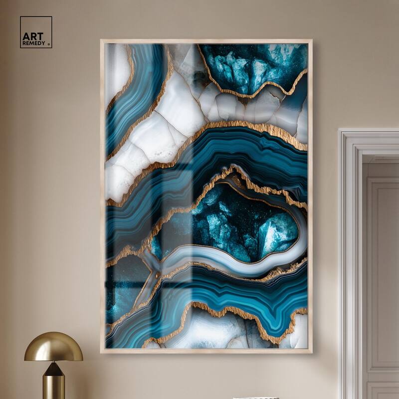 Teal Tectonic III Shadowbox by Art Remedy