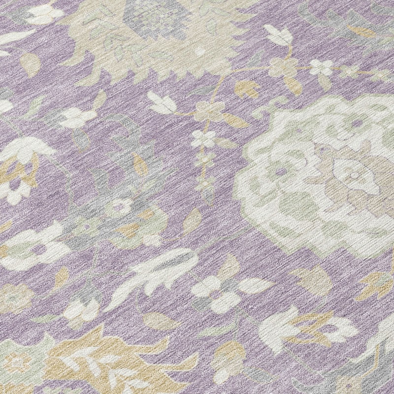 Machine Washable Indoor/ Outdoor Traditional Kashan Chantille Rug