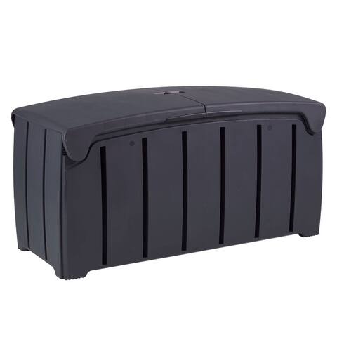 Strata Products Outdoor 85 Gallon Garden Storage Box with Double Door Lid, Black - 12.6