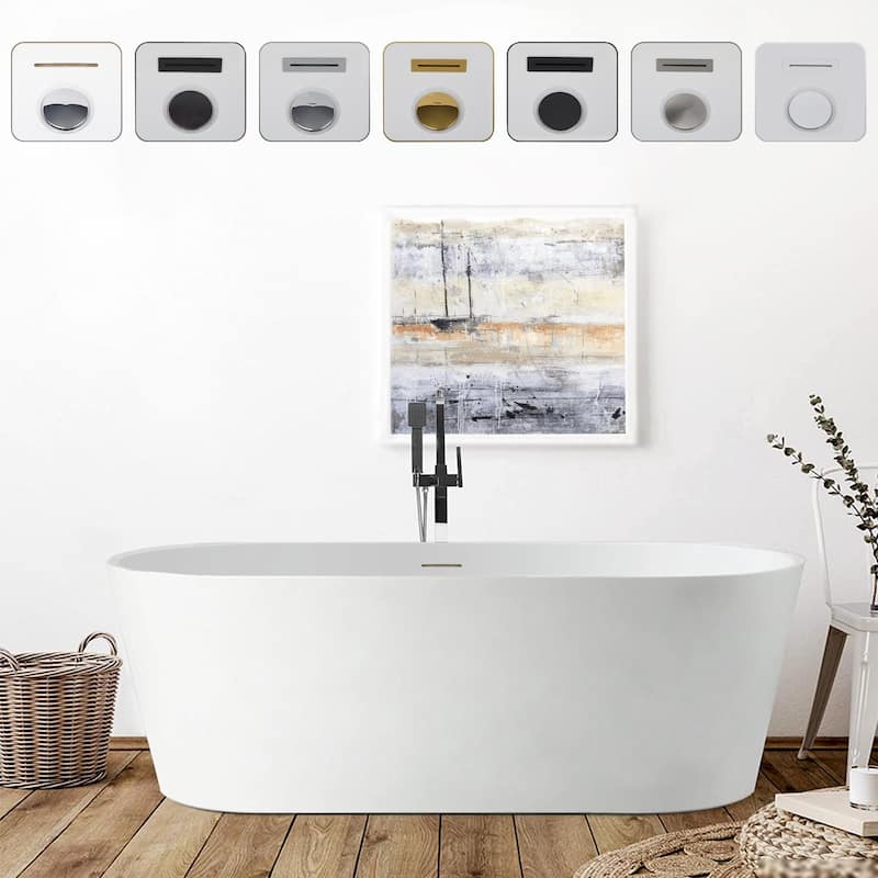Vanity Art 54" Acrylic Freestanding Soaking Bathtub