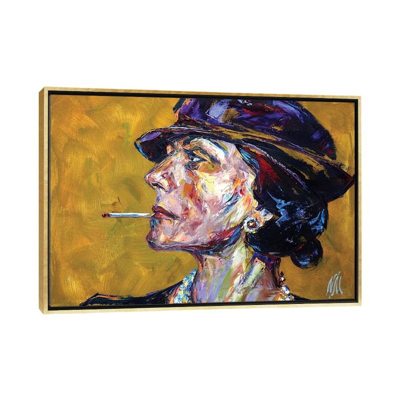 iCanvas "Coco Chanel" by Natasha Mylius Framed Canvas Print - Gold - 18x26
