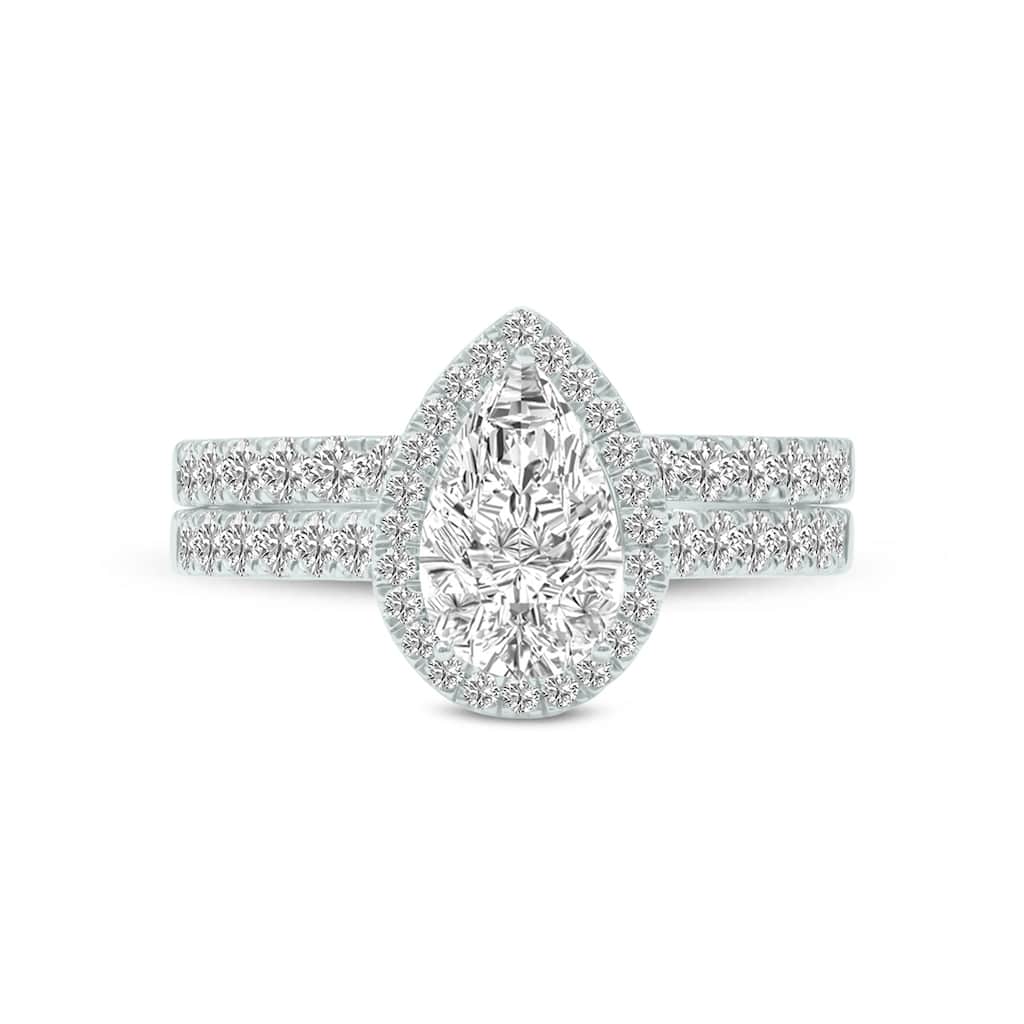 Marquee 2 3/4 Carat TW Center Pear Shape Lab Grown Diamond Halo Bridal Set in 14Karat White Gold