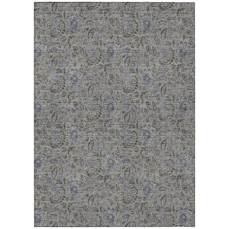 Machine Washable Indoor/ Outdoor Chantille Casual Floral Rug