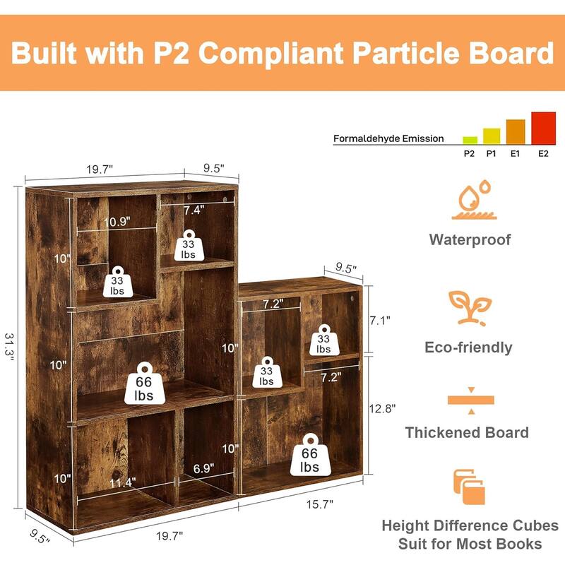 VECELO Wide Wood Organizer Bookcase Sets