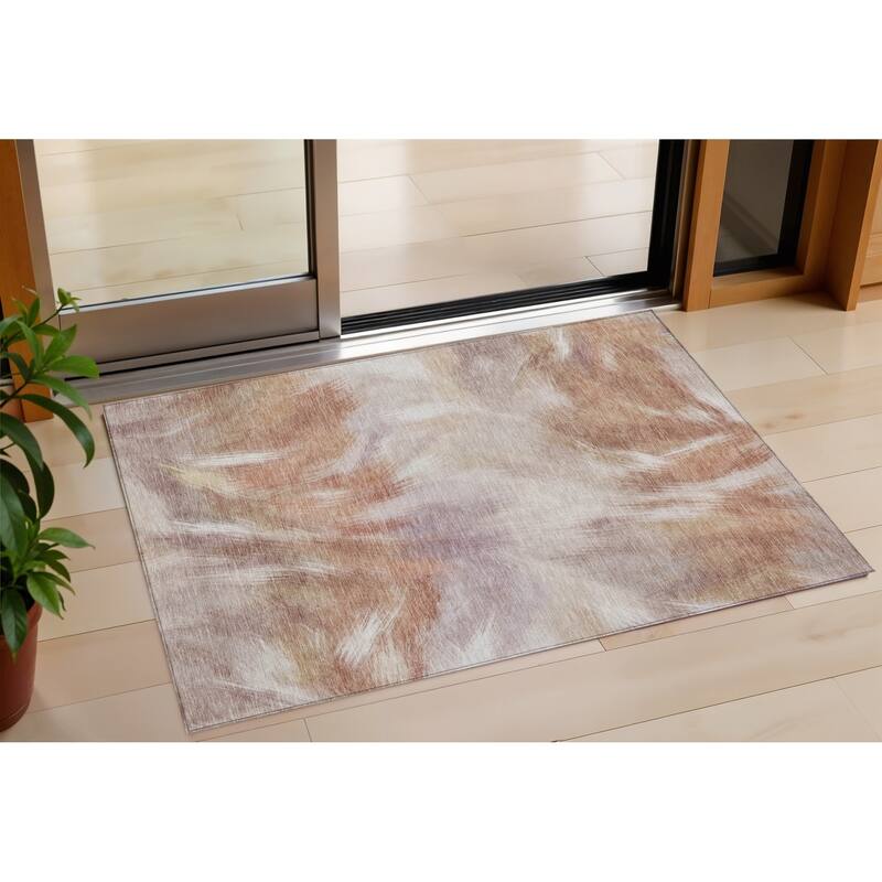 HomeRoots Abstract Transitional Rectangle Outdoor Rug - 3' x 5'