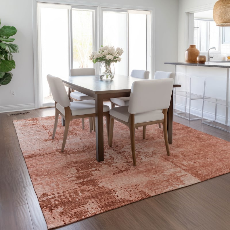 Machine Washable Indoor/ Outdoor Abstract Modern Chantille Rug
