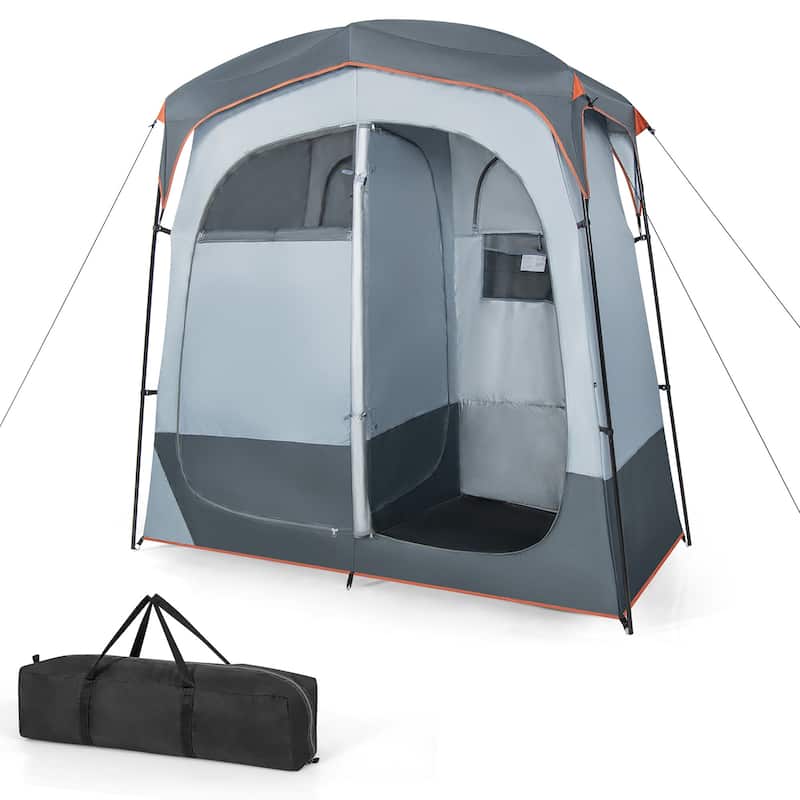 Double Room Shower Tent Oversize Space Privacy Tent with Floor - Grey