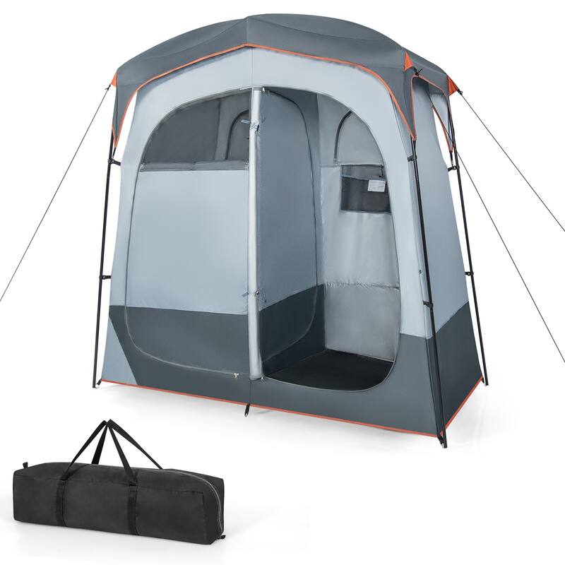 Goplus 2 Room Shower Tent Oversize Privacy Shelter Portable Dressing - See Details - Grey