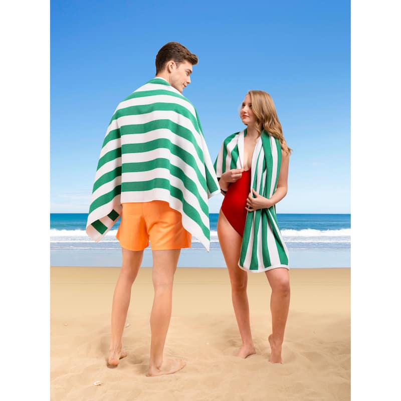 American Soft Linen,100% Cotton 4 Pack Beach Towels, 30 x 60 Cabana Striped Pool Towels