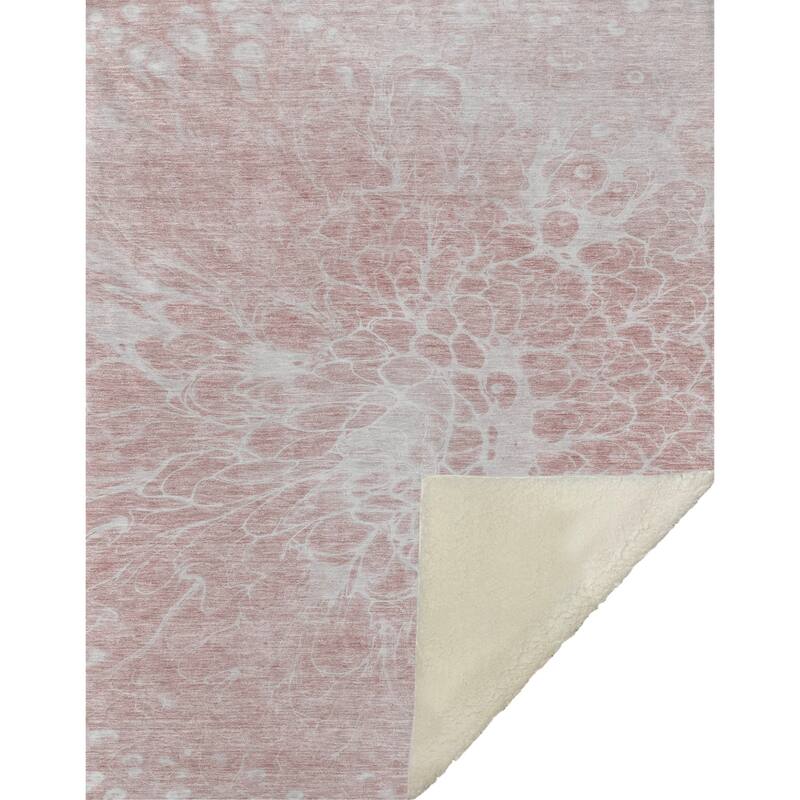 Premium Machine Washable Modern Floral Sherpa Throw Blanket